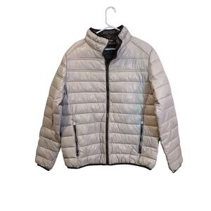 Exit 59 Mens XL Lightweight Puffer Jacket Silver Grey Quilted Full Zip Coat